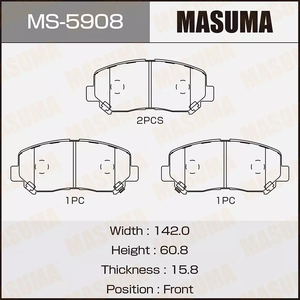 Колодки тормозные передние дисковые для а/м MAZDA CX-5 (11-17); MS-5908